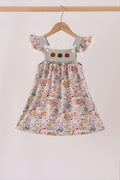 Pumpkin Embroidery Lace Ruffle Dress