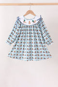 Blue mallard duck embroidery dress