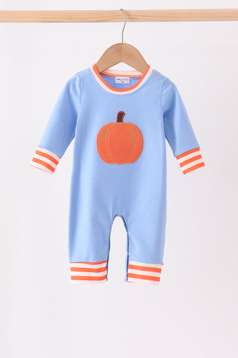 Blue pumpkin applique romper