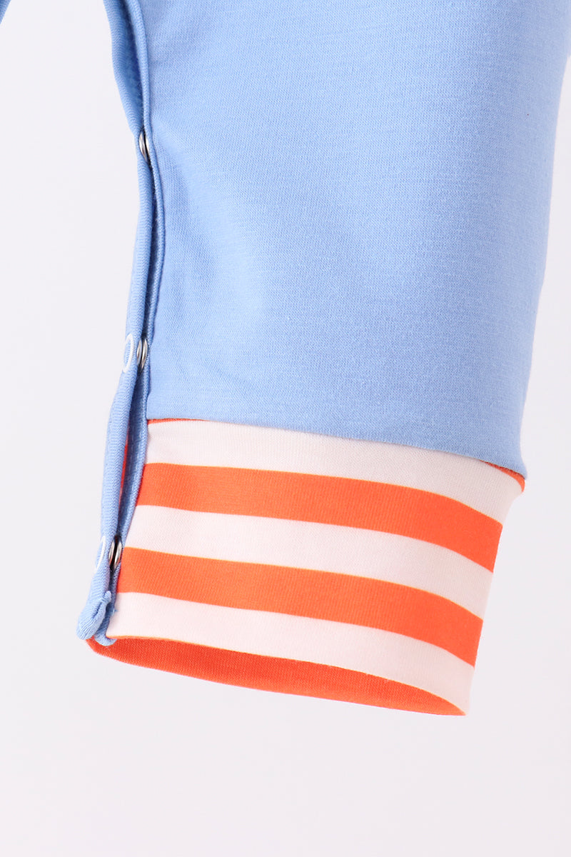 Blue pumpkin applique romper