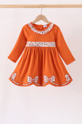 Orange Floral Bow Ruffle dress