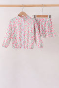 Pink floral print skorts set