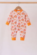 Orange Pumpkin Print Romper