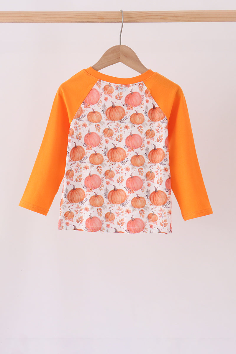 Orange Pumpkin Print Top