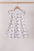 Brown zoo animal ruffle dress