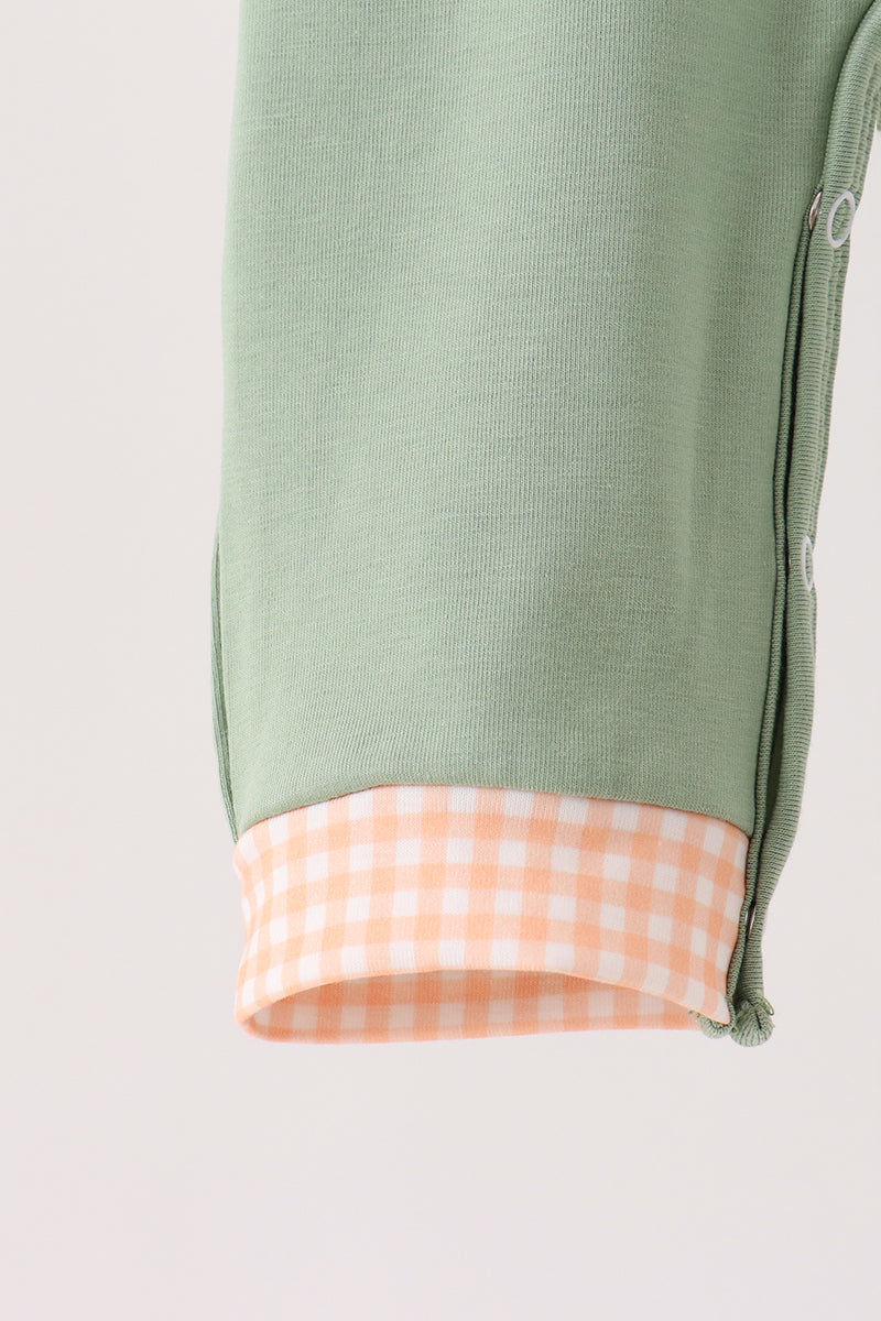 Green farm embroidery romper