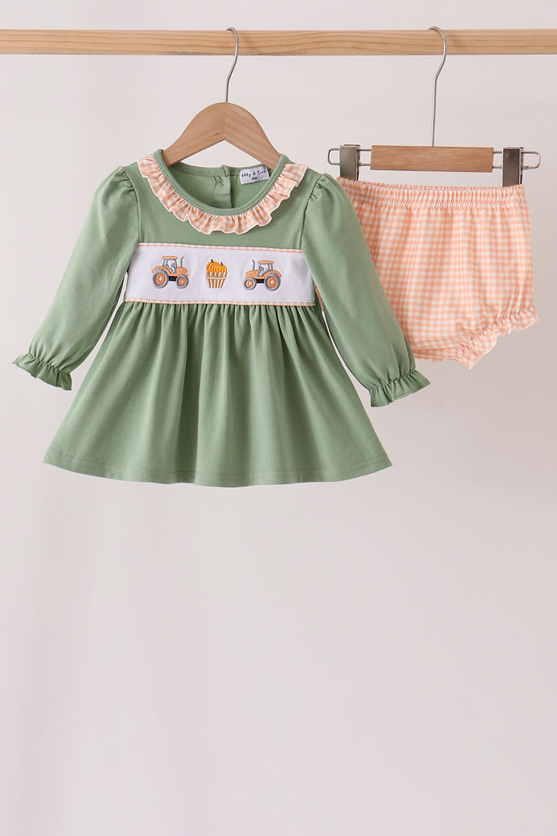 Green farm embroidery bloomer set
