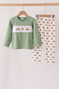 Green farm embroidery pants set