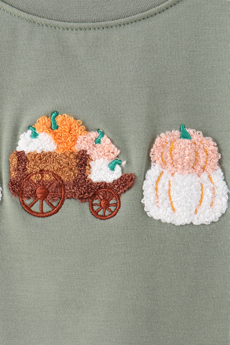 Green pumpkin french knot top