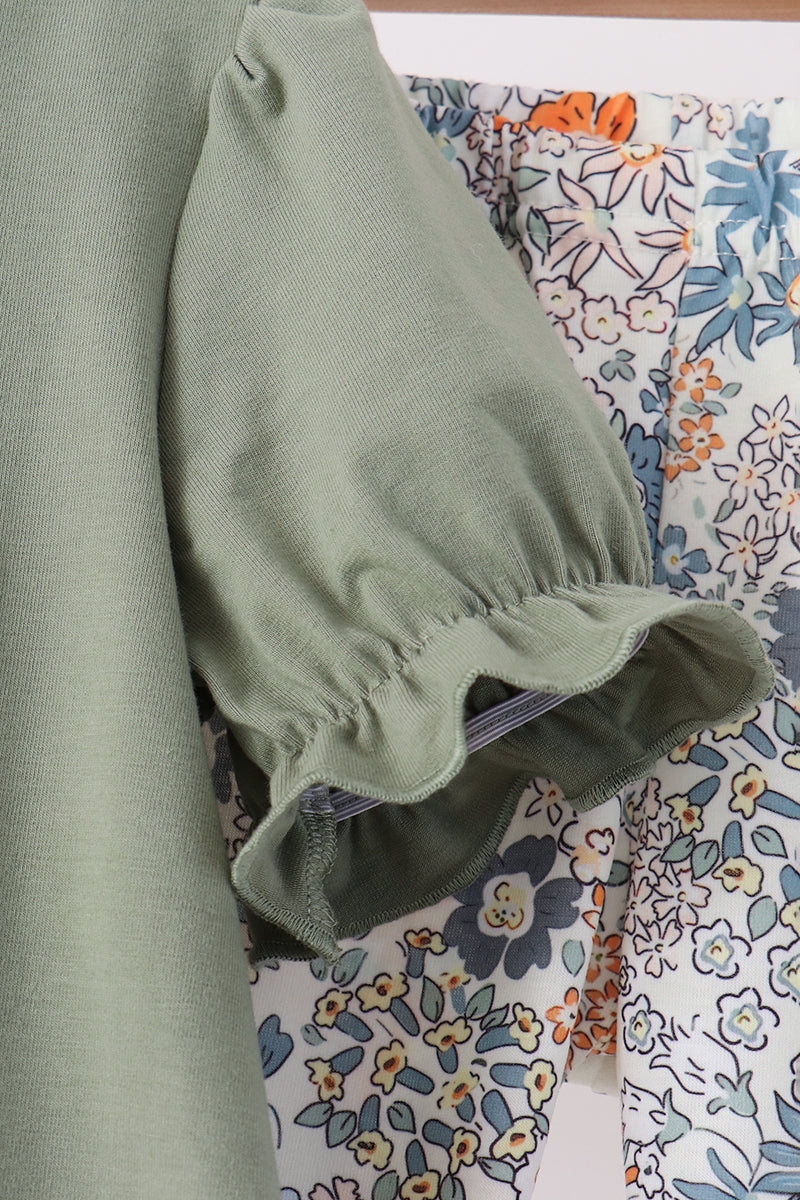 Green pumpkin french knot pants set