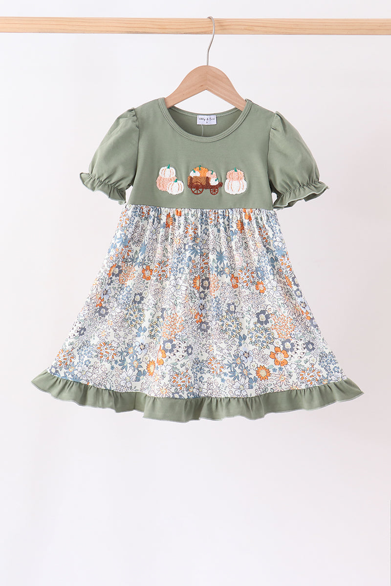 Green pumpkin french knot dress