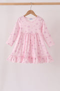 Pink floral bow ruffle dress