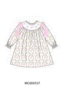 Pink Santa Bow Embroidery Dress