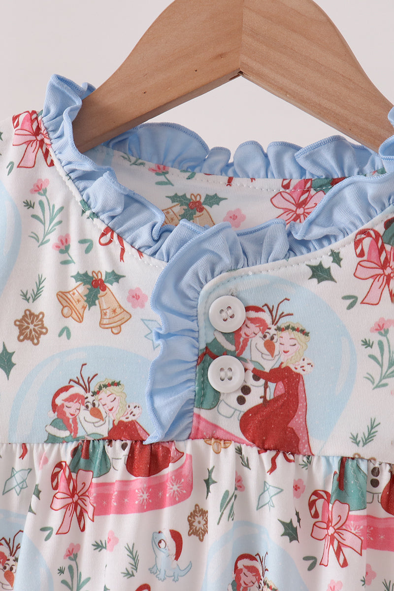 Blue frozen ruffle dress