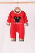 Red christmas character applique romper