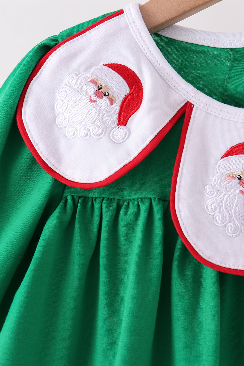 Green Santa Embroidery Ruffle Pants Set