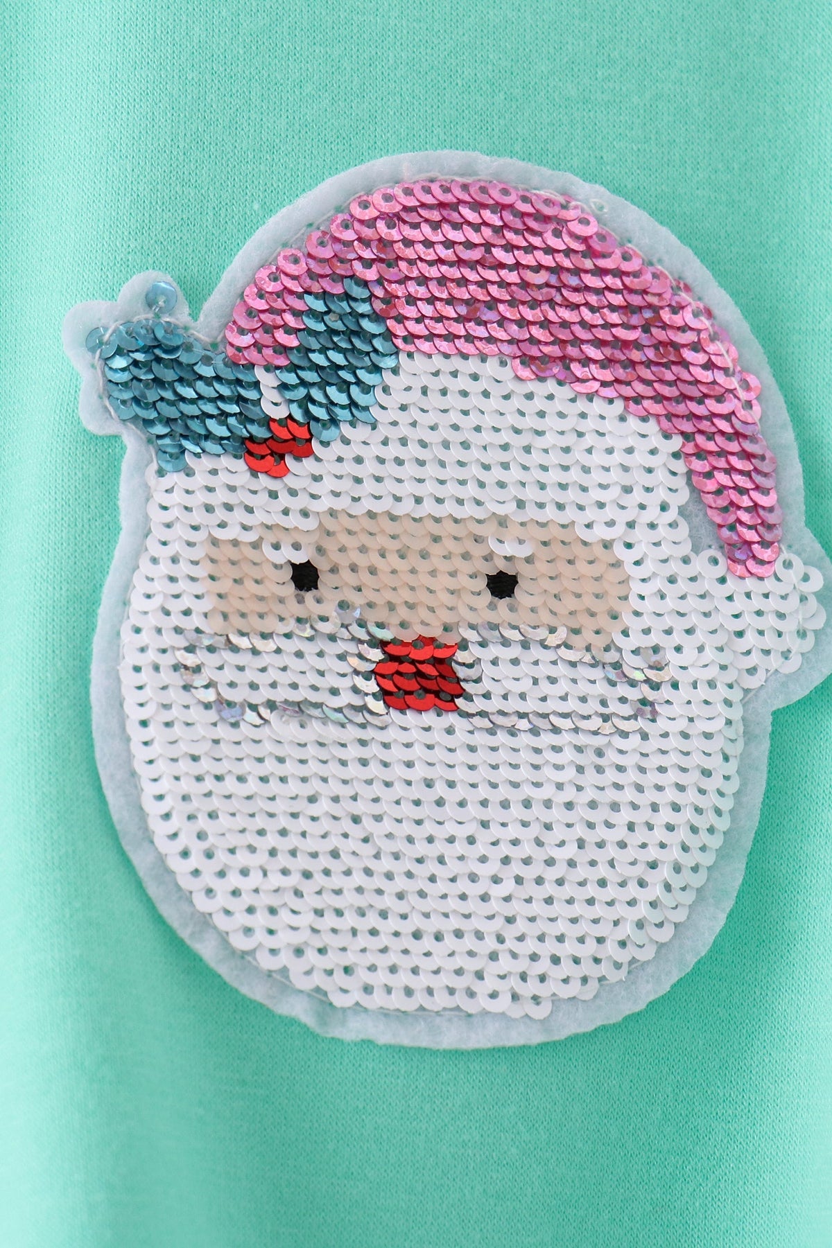 Mint Santa Sequin Mom&me Top