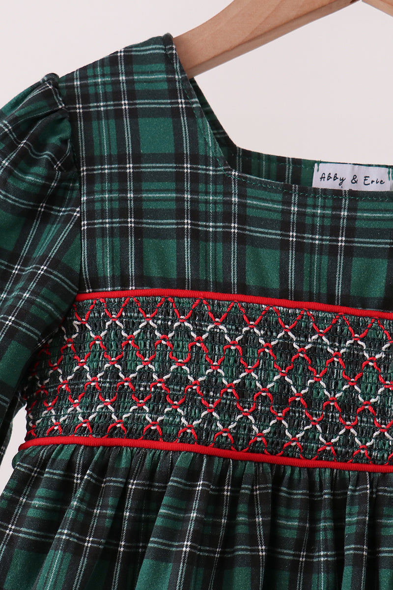 Forest Plaid Smocked Dress