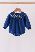 Blue corduroy Nativity Embroidery Bubble