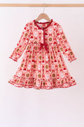 Pink Candy Cane Bow Ruffle Bamboo Dress