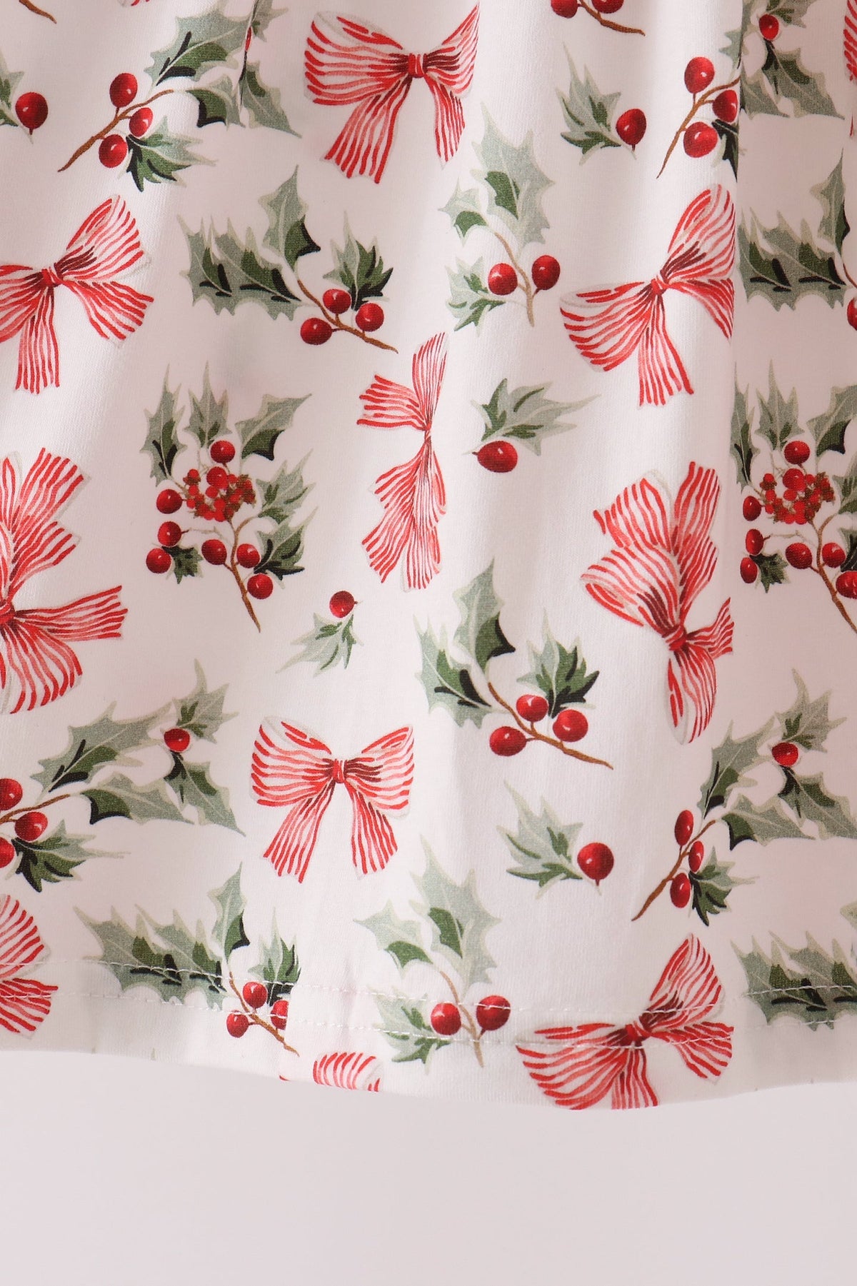 Red Holly Bow Smocked Lace Dress