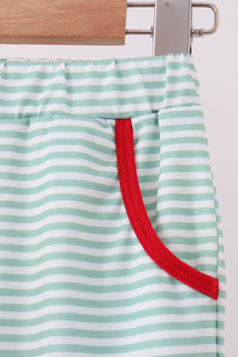 Red Farm Embroidery Pants Set