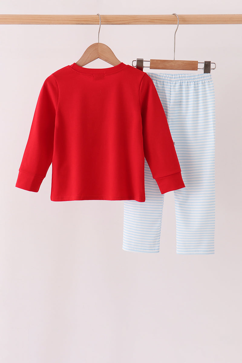 Red Reindeer French Knot Pants Set