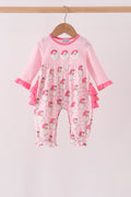 Pink Santa French Knot Ruffle Romper