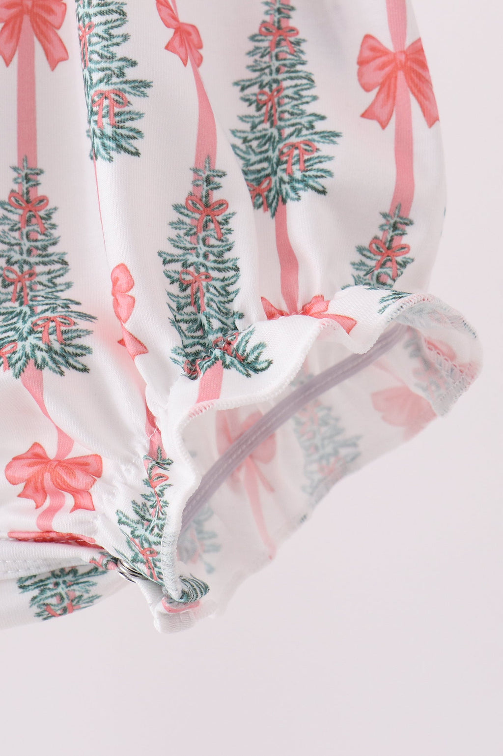 Pink Christmas Tree Embroidery Ruffle Bubble