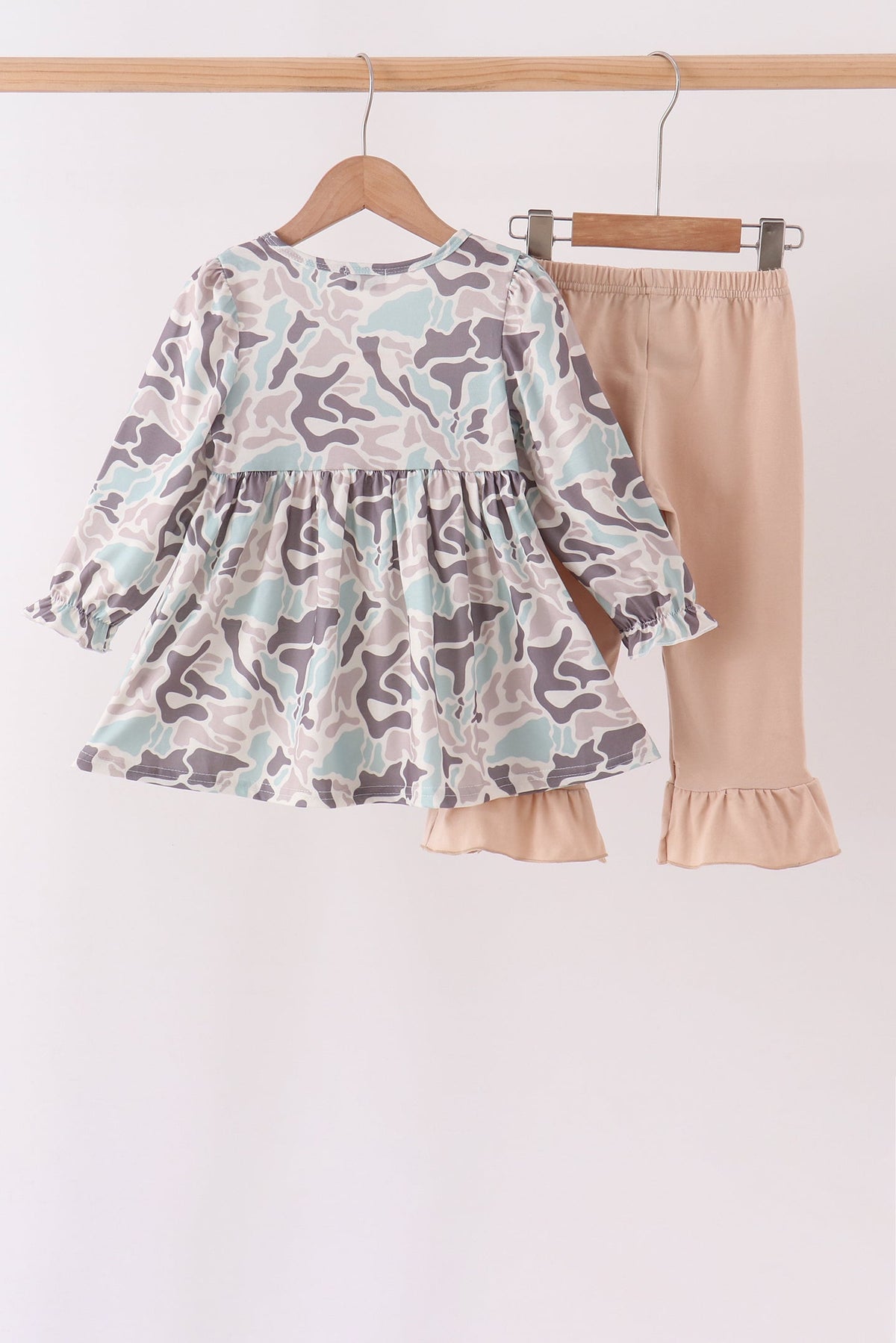 Hunting Deer Embroidery Ruffle Pants Set