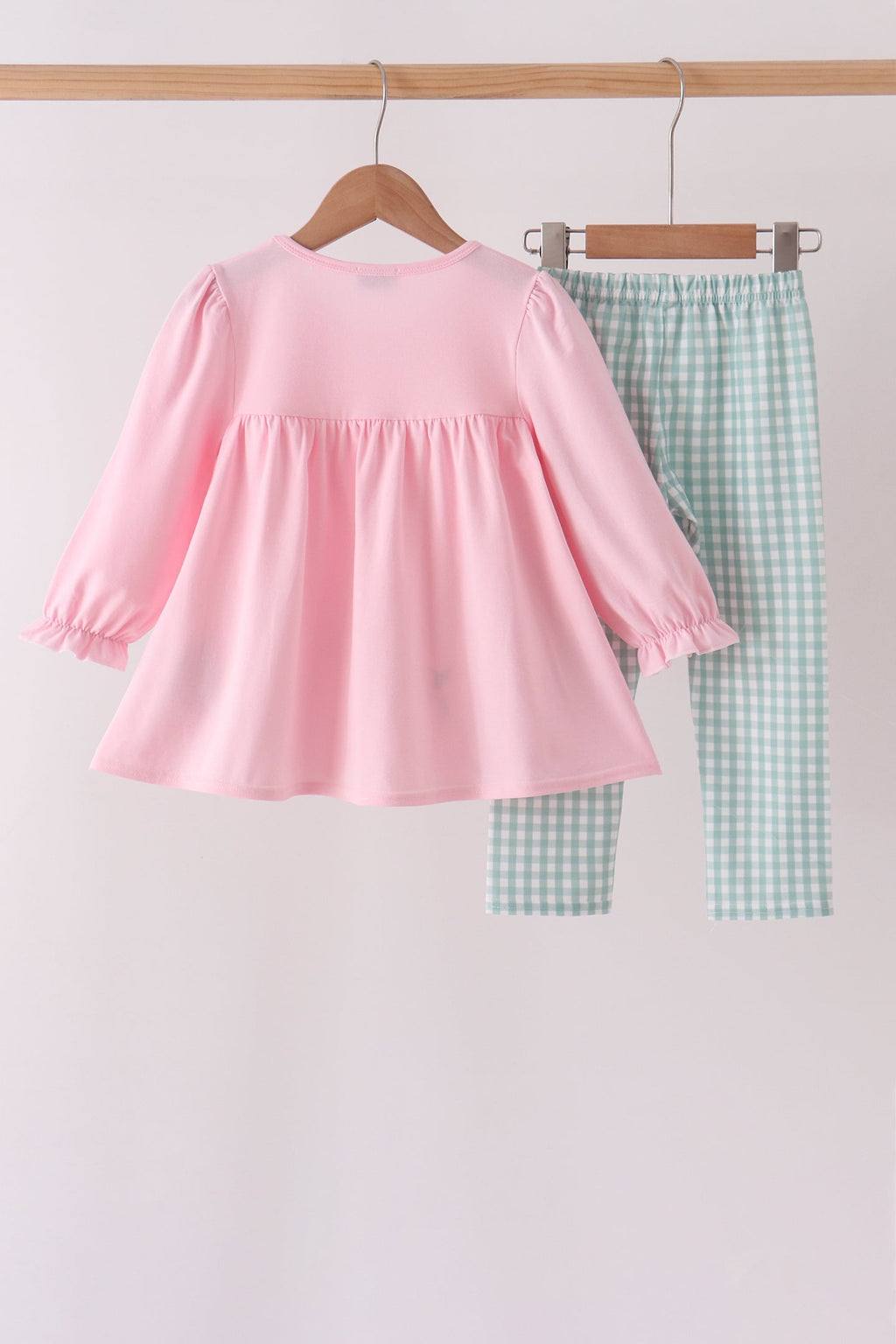 Pink Christmas Embroidery Pants Set