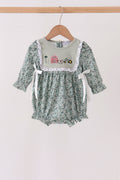 Green Farm Floral Embroidery Ruffle Bubble
