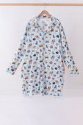 Blue Nativity Ruffle Bamboo Mom Dress