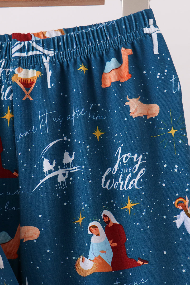 Navy Nativity Bamboo Pajama Set