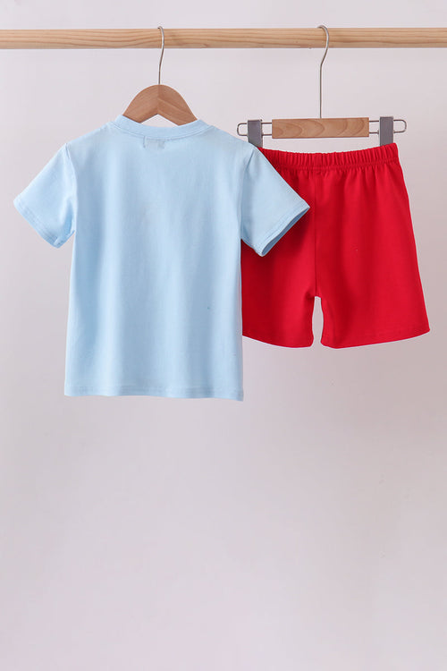 Blue Apple Applique Set