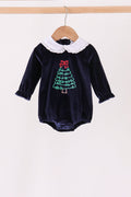 Navy christmas tree embroidery bubble
