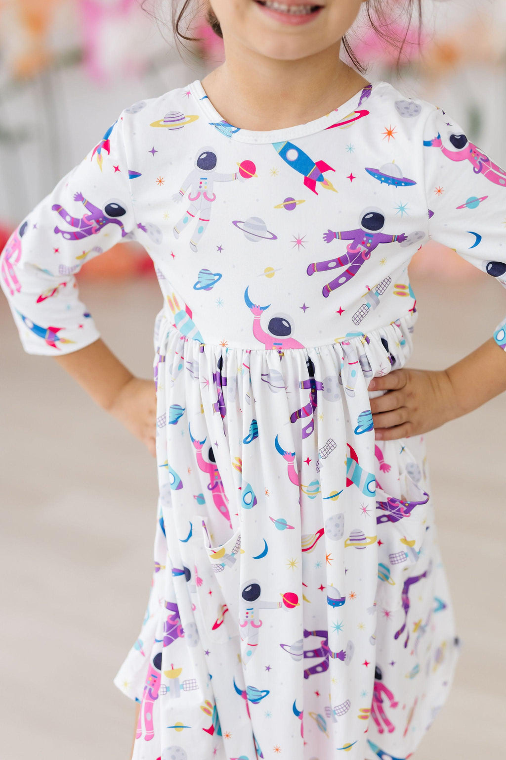 SALE Out of this World 3/4 Sleeve Pocket Twirl Dress