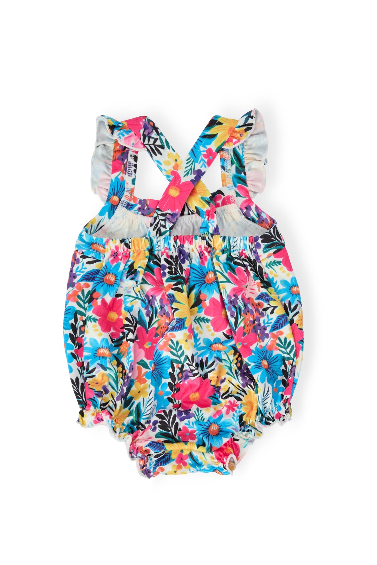 Petal Paradise Ruffle Cross Back Romper