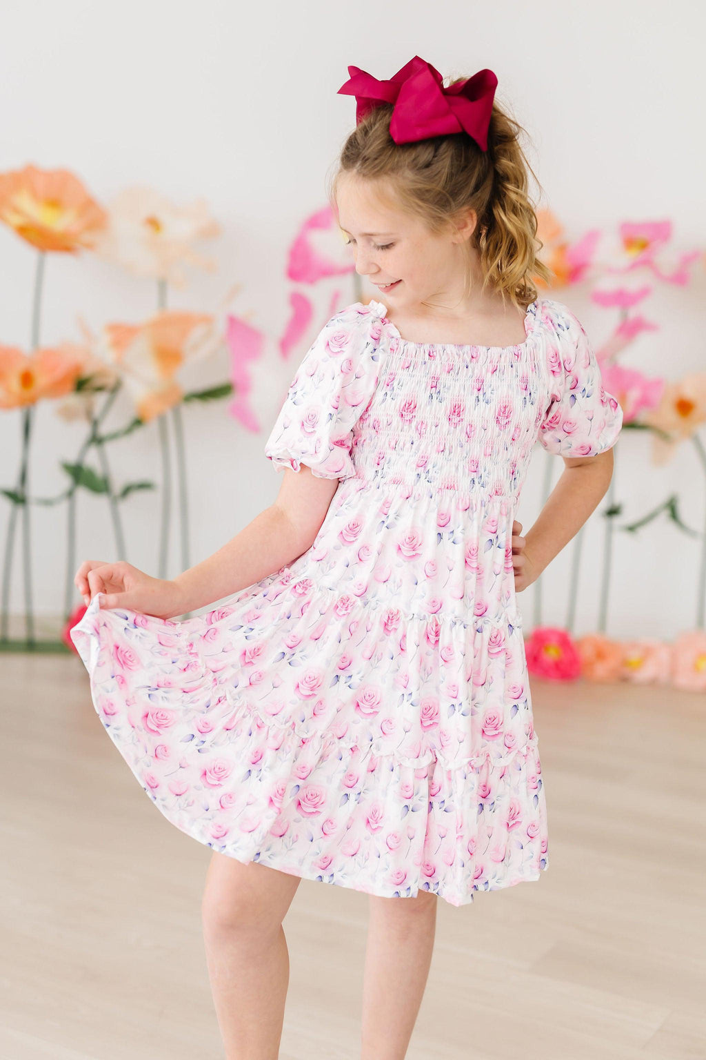 SALE Rose Garden Smocked Ruffle Dress