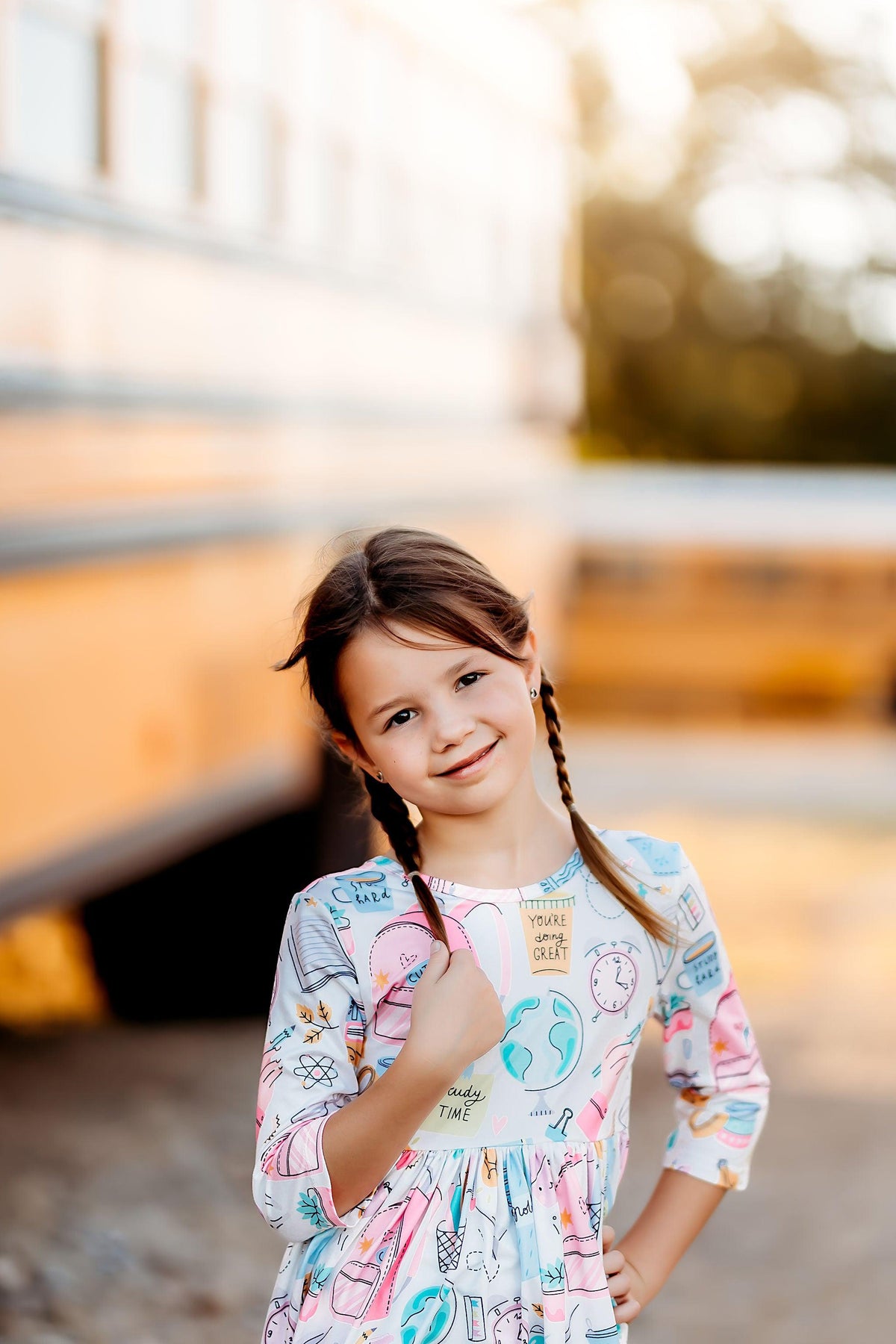 SALE School is Cool 3/4 Sleeve Pocket Twirl Dress