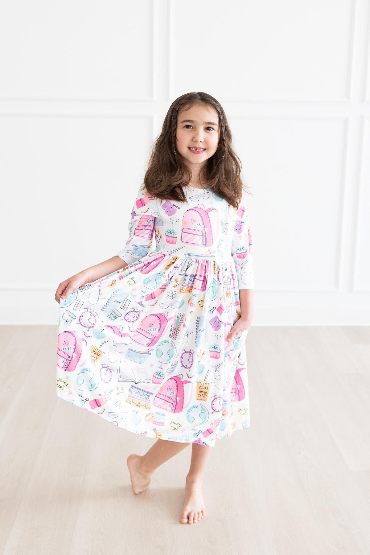 SALE School is Cool 3/4 Sleeve Pocket Twirl Dress