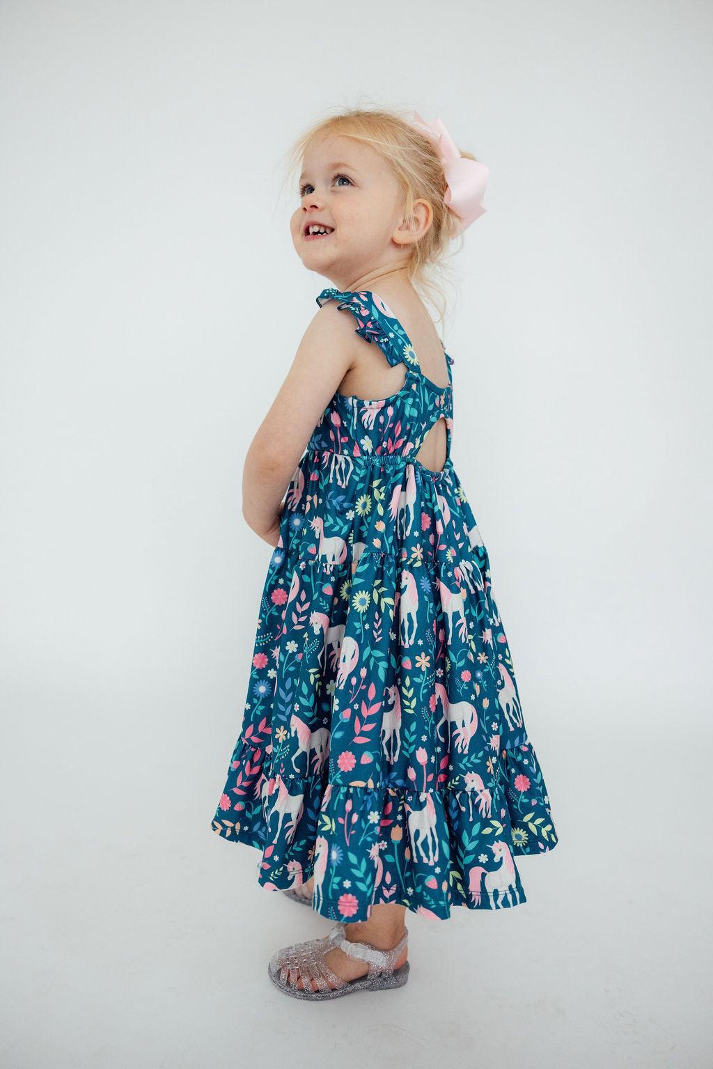 SALE Wish Upon a Unicorn Ruffle Maxi Dress
