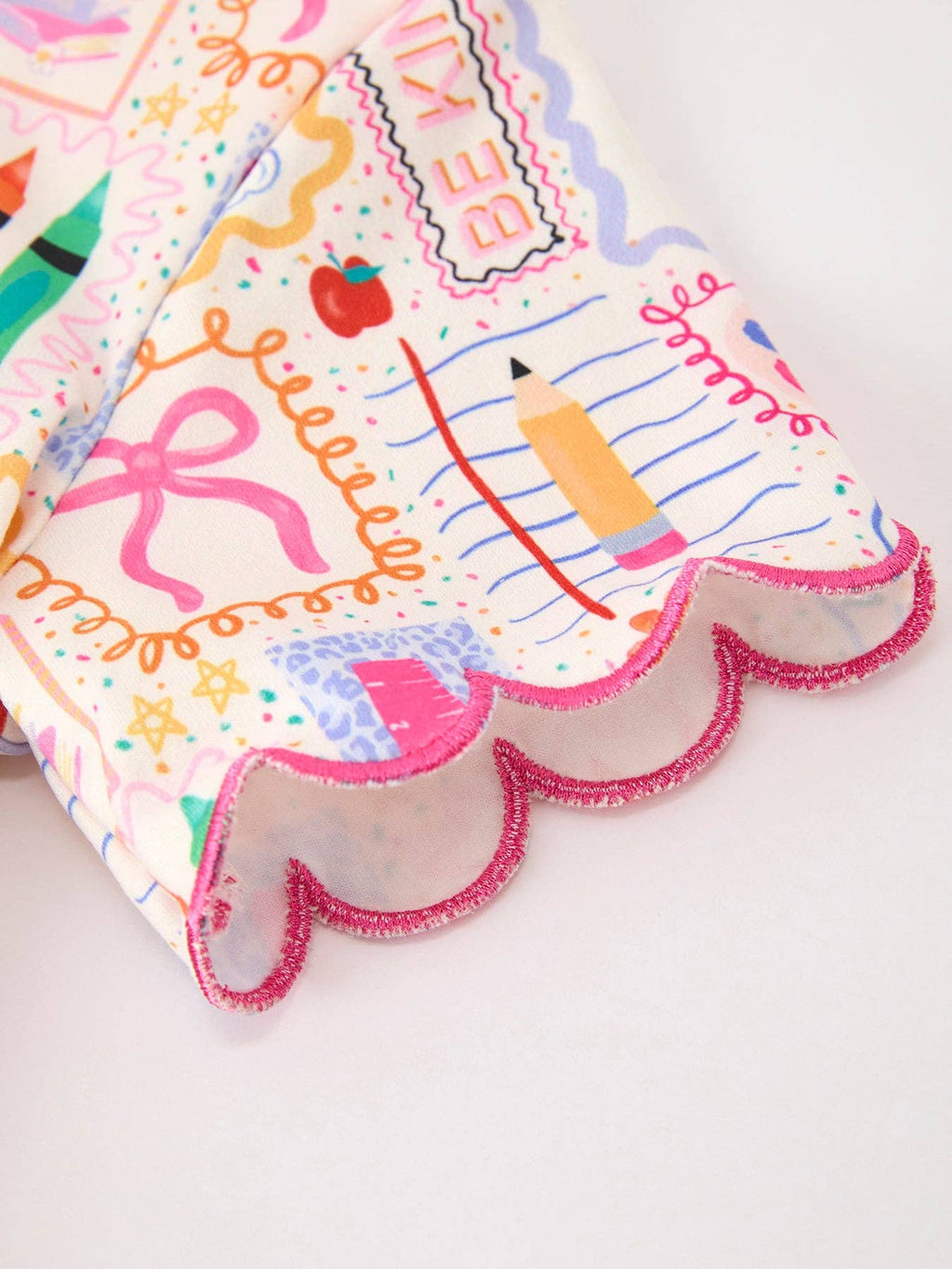 Back to School Print Girl Short Set Scallop Hem SHIPS AUGUST