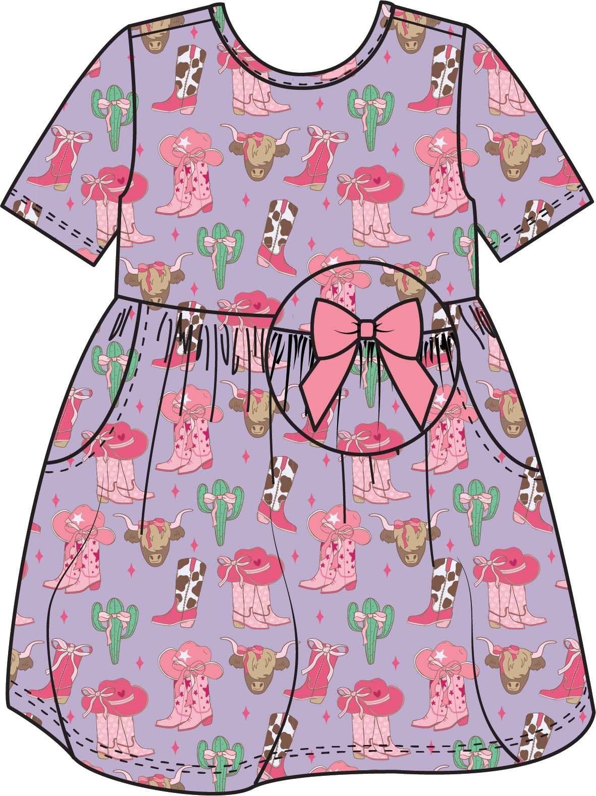 Girls Howdy Darlin’ Short Sleeve Knit Twirl Dress