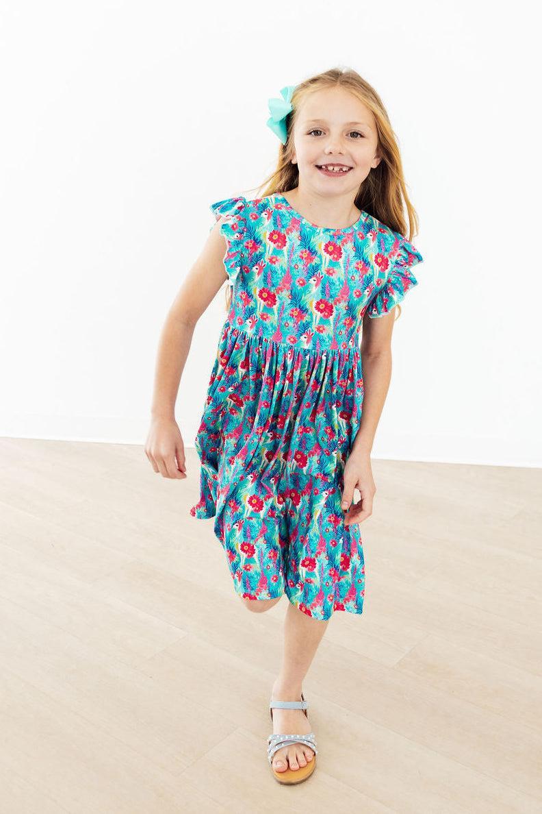 SALE Lovely Llamas Flutter Sleeve Twirl Dress