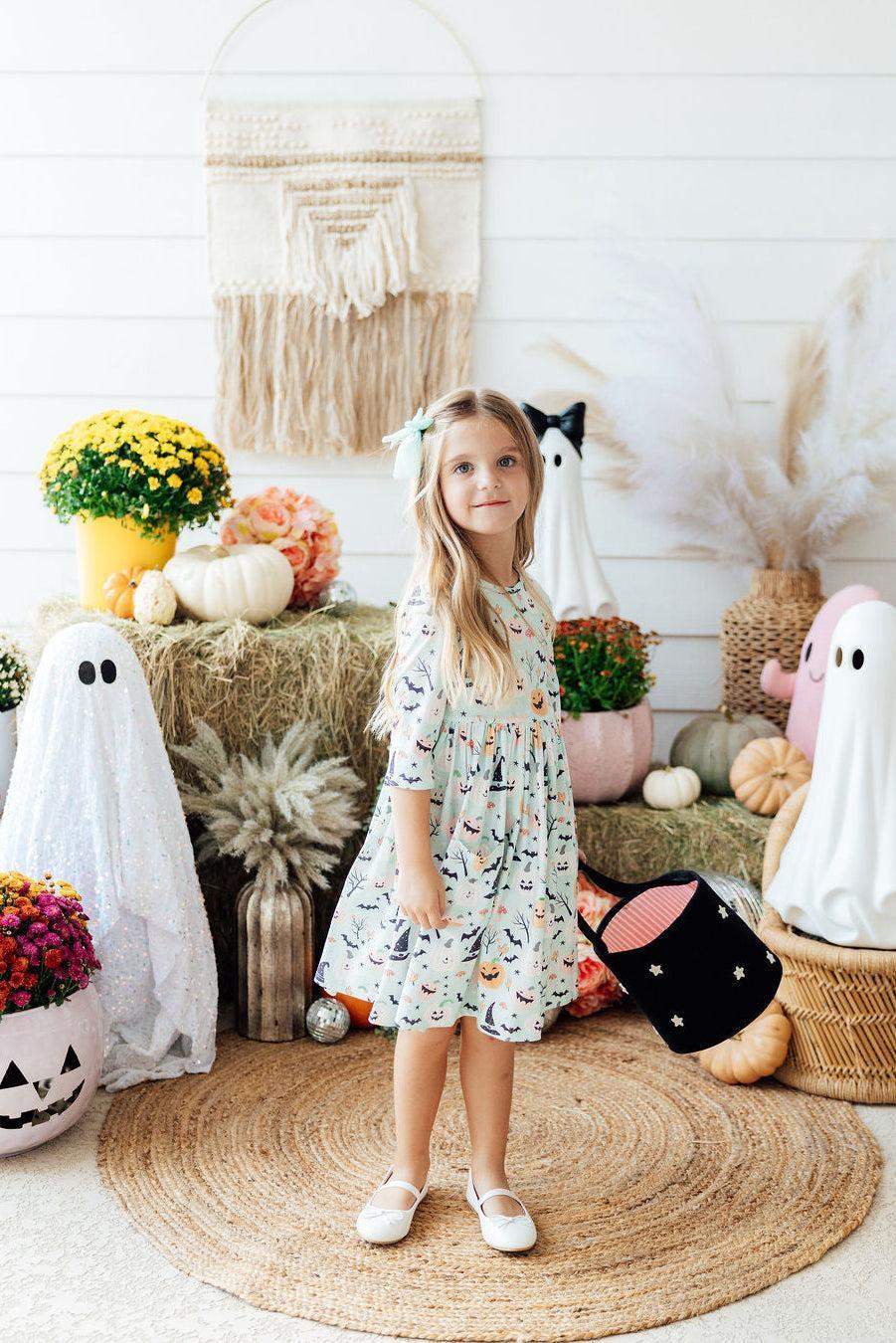 Ghouls Rule 3/4 Sleeve Pocket Twirl Dress