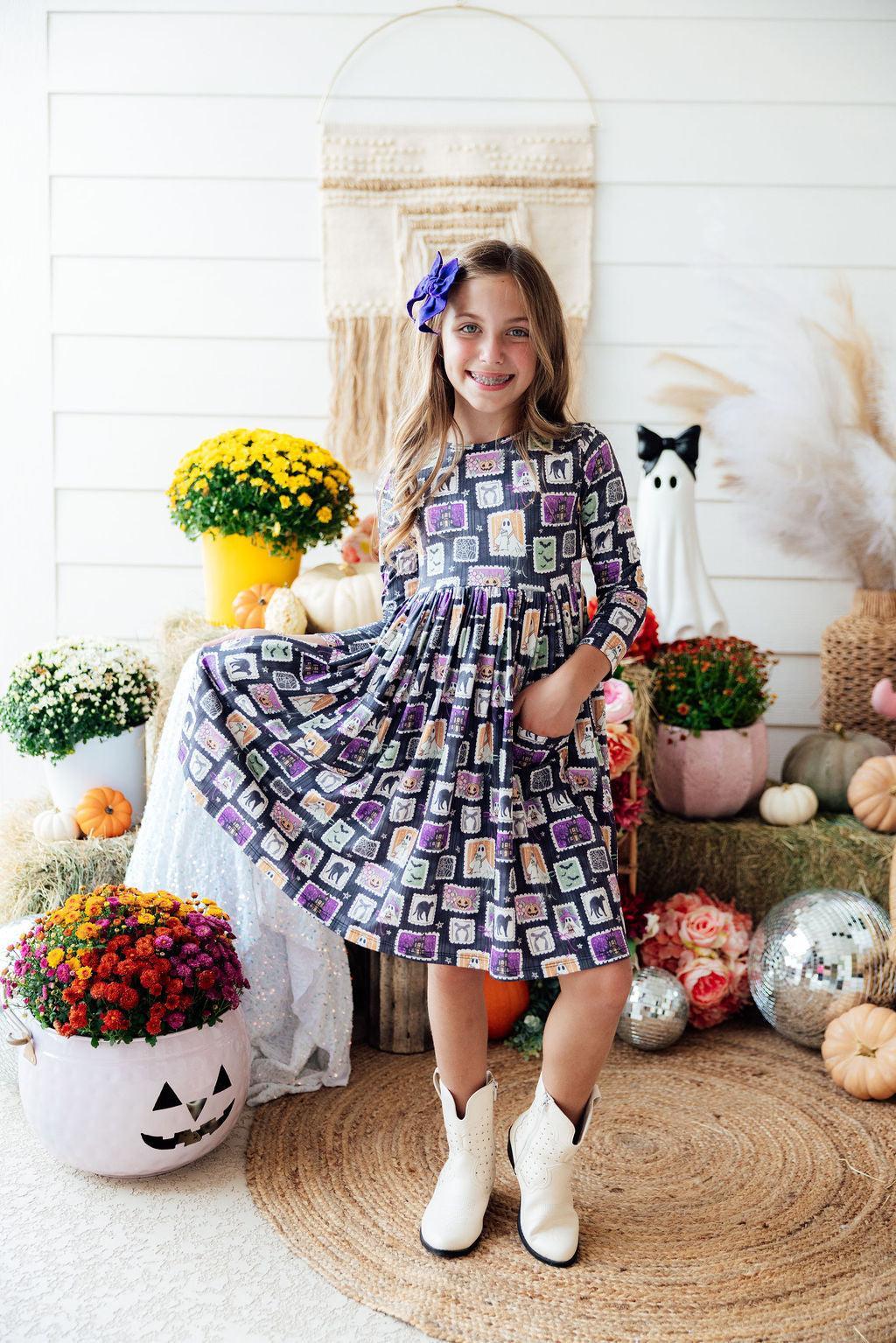Trick or Treat L/S Pocket Twirl Dress