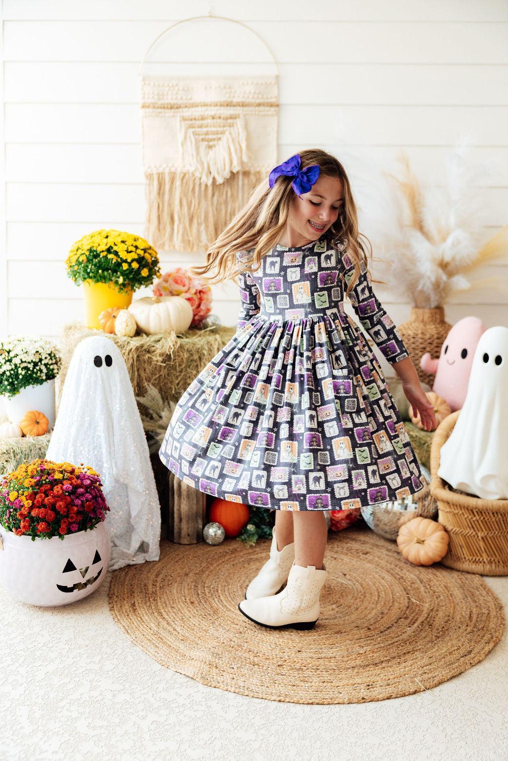 Trick or Treat L/S Pocket Twirl Dress