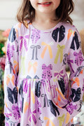 Tied with a Boo Lavender L/S Pocket Twirl Dress