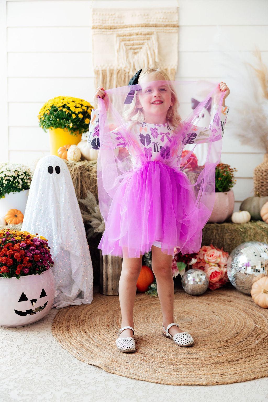 Tied with a Boo L/S Tutu Dress